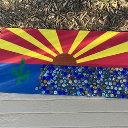 Arizona Beer Bottle Cap Flag Decor