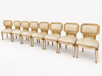 Thomas W. Morgan French Leather Dining Chair set of 8