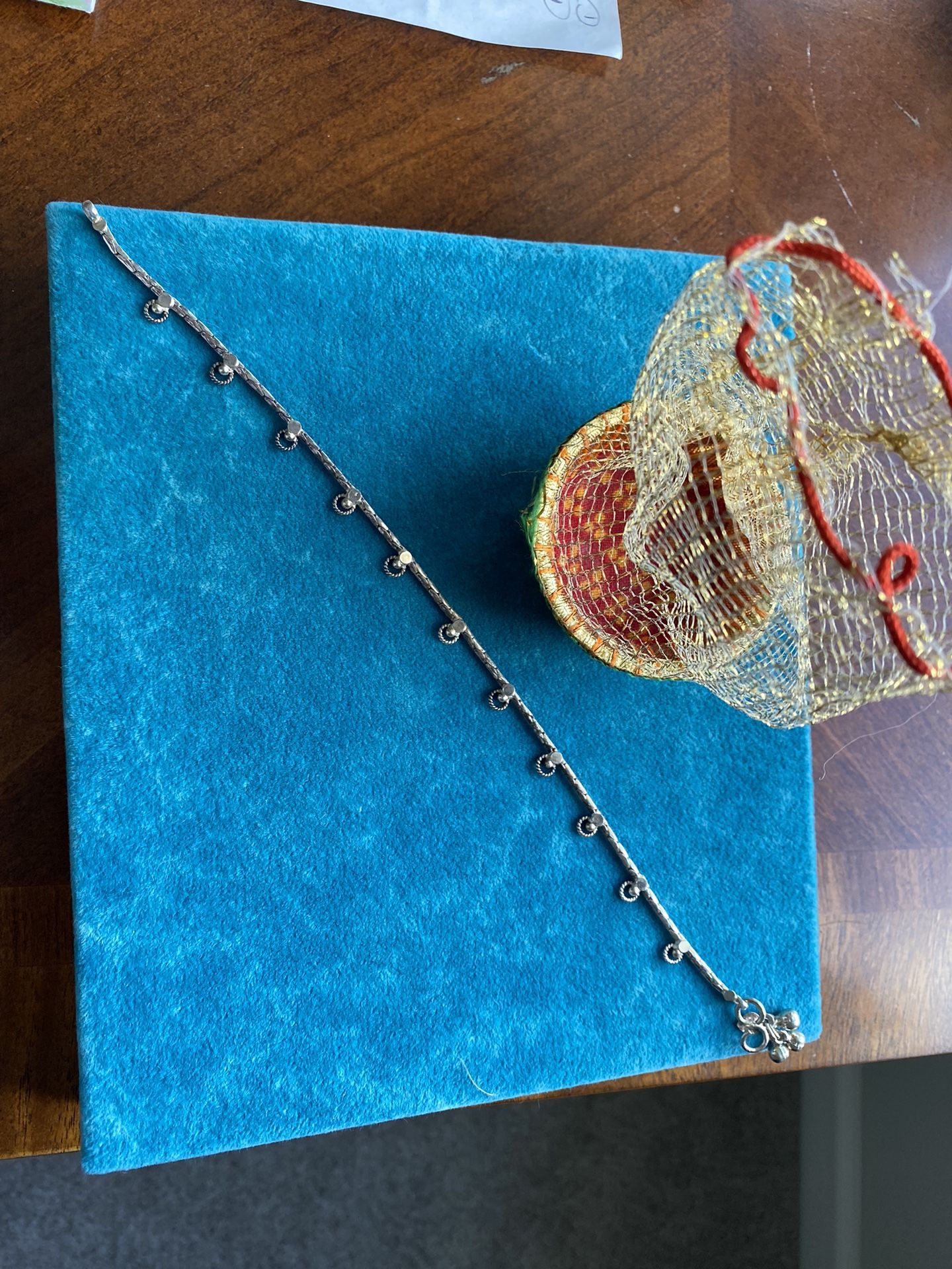 New Silver Ankle Bracelet In Small Gift Basket