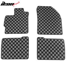 Fits 2012-2015 Toyota Prius Floor Mats Non-Slip Carpets Checkered Black Gray Plaid