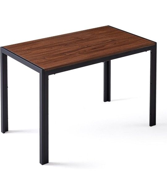 Brand New In Box Modern Mid-Century Dining Table Walnut with Metal Frame, 47" Rectangular Kitchen Table Imitation Wood Home Office Desk Wooden Kitchen