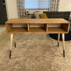 Wood Console Table With Blue Ombré Legs
