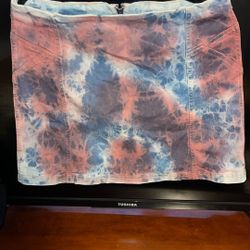 Red White And Jean Mini Skirt 