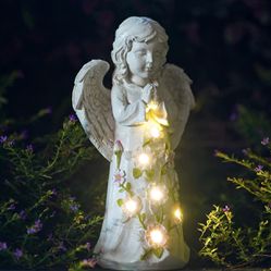 💫 Angel Outdoor Garden Décor Statues – Solar Garden Figurines Gifts for Mom Grandma or Cemetery Decorations for Grave Garden Memorial Stones