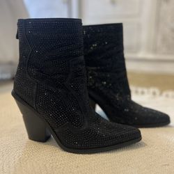 Black Rhinestone Boots