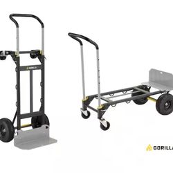 Gorilla 800 lbs. Capacity Convertible Steel Hand Truck, Wide Dual Mode Adjustable Height Handle, Simple/Safe Flatbed Conversion