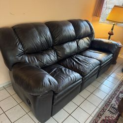 Dark Brown Leather Reclining Couches 