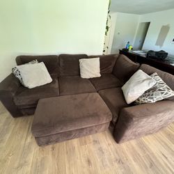 Brown Couch with Ottoman 