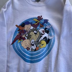 Vintage 90s Looney Tunes White Sweater