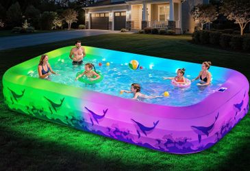 Brand New Large Inflatable Family Pool with Solar Lights - 12ft x 6.5ft