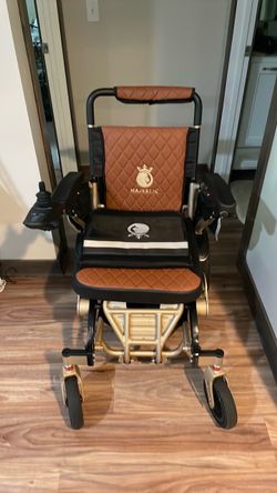 ComfyGo Majestic Folding Power Wheelchair – Luxury Bronze/Brown Leather Trim – 24V Lithium