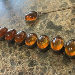 Real Amber & Sterling Bracelet & Necklace $100