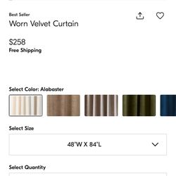 West Elm Velvet Curtains In Alabaster