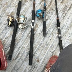 3 Fishing Rods With Reels And One Rod 