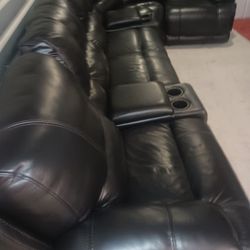 SECTIONAL GENUINE LEATHER RECLINER ELECTRIC ⚡ BLACK COLOR.. DELIVERY SERVICE AVAILABLE 💥🚚💥