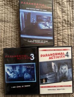 Paranormal Activity DVDs, 1, 3, and 4.