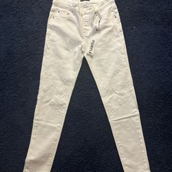 white purple brand jeans