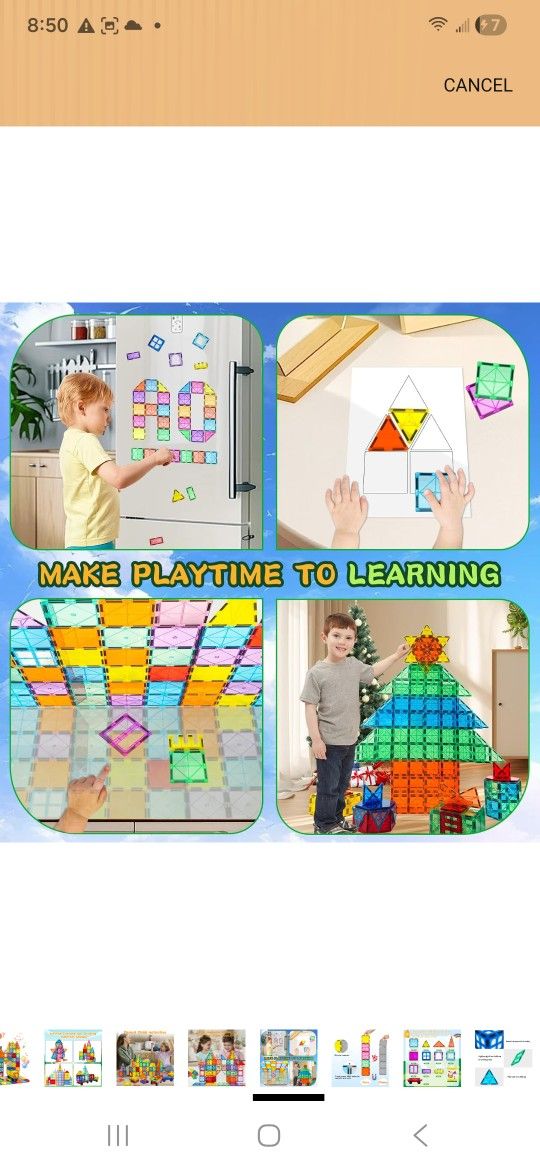 120 Pcs Magnetic Tiles, Includes 2 Cars