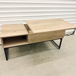 Monarch Coffee Table 42x20x18 Rectangular Cocktail Lift-top Wood-Look Dark Taupe Black