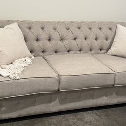 Taupe Chesterfield Sofa – Like New!