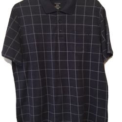 GEORGE Men’s Polo Shirt, Short Sleeve, Plaid, Collared, Sz XL(46-48), Pre-owned
