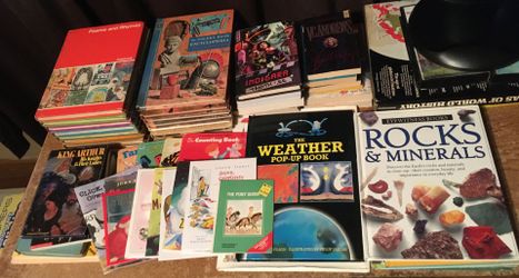 Lot of 50 children and young adults books child craft encyclopedia other learning books weather pop-up book little kids books and some teen young adul