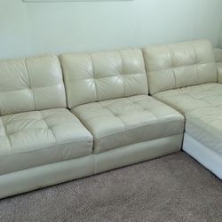 Large White Leather Sectional 