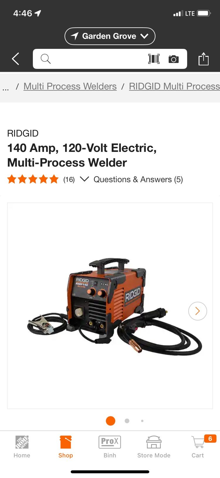 RIDGID WELDER 140Amp, 120-Volt Electric, Multi-Process Welder