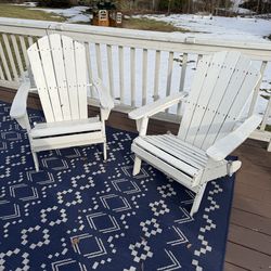 Outdoor Adirondack Chair White Stationary Adirondack Chair with Slat Seat
