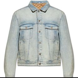 Gucci• Reversible Light Blue Denim & Beige GG Monogram Jacket