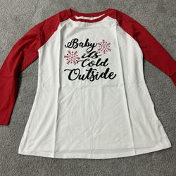 Christmas Tshirt Women baby is cold outside Letters Print long Sleeve Baseball Tshirt Blouse Tee Tops size size ( compare $19 is Amazon price ) very s