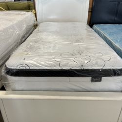 Twin size mattress, and boxspring and bed good condition free delivery