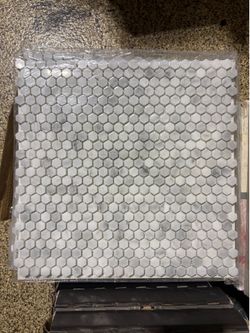 White Carrara marble hexagon tile