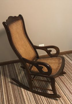 Wood Rocking Chair with Cane Seat and Back