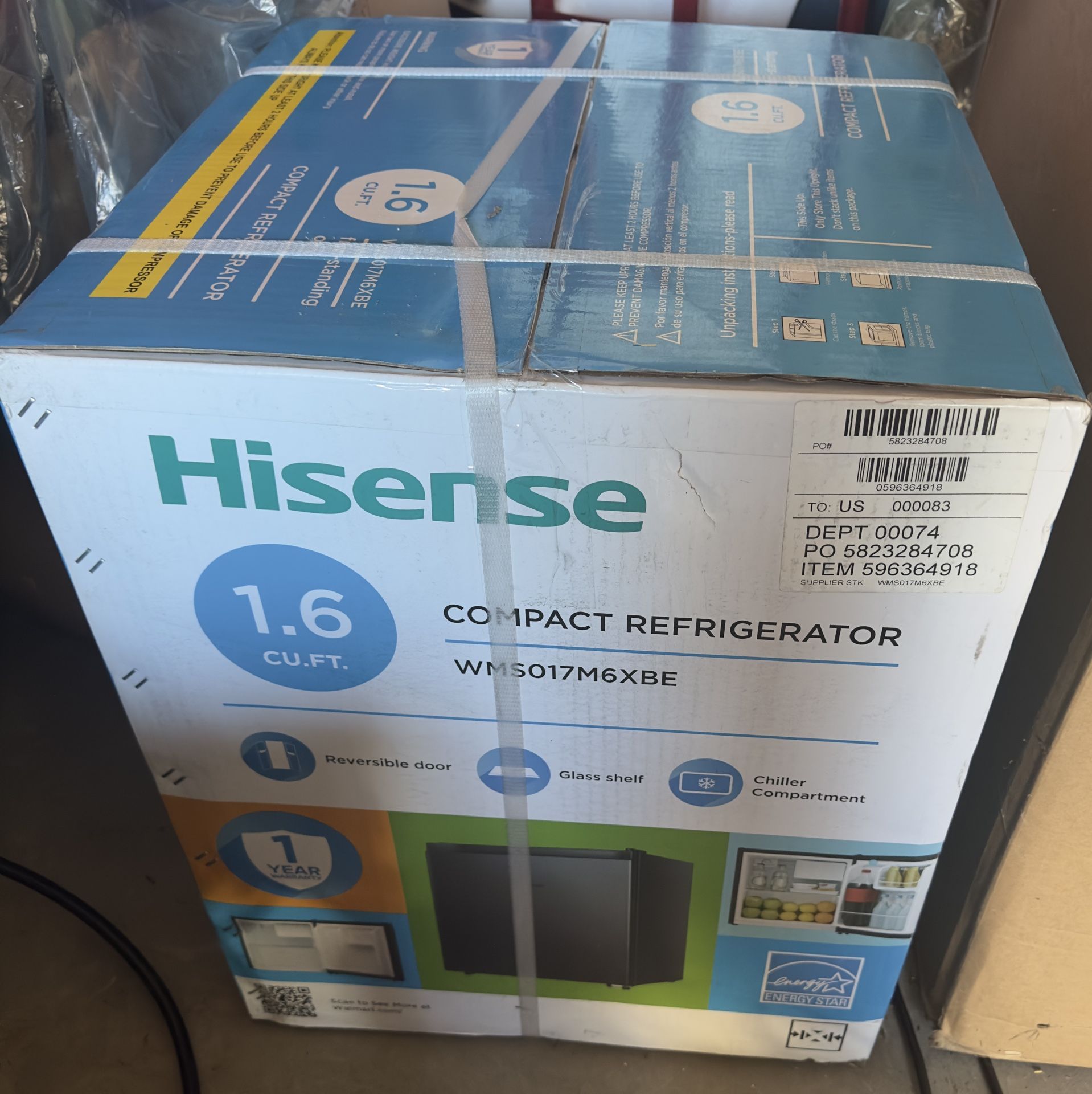 BRAND NEW - Hisense 1.6 Cu ft Single Door Mini Fridge- Black