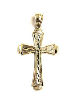 Beautiful cross religious pendant 14K REAL YELLOW GOLD.