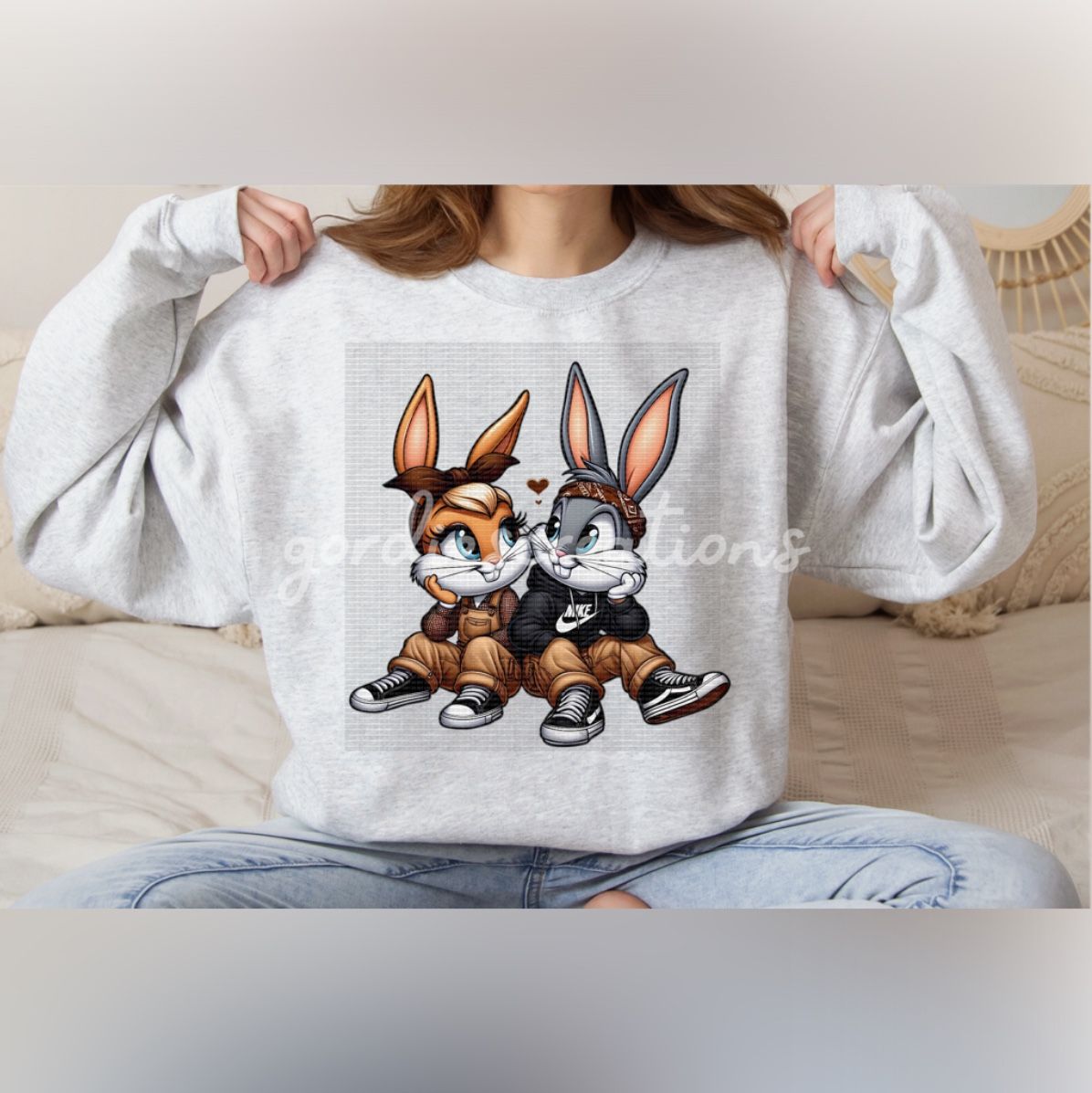 Chicano Bugs Bunny Couple Crewneck