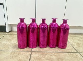 SET OF 5 MERCURY GLASS BOTTLES