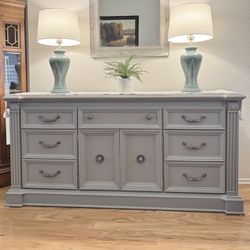 High Quality Light Grey Lexington Furniture Solid Wood 9 Drawer Dresser Credenza PRICE FIRM $800