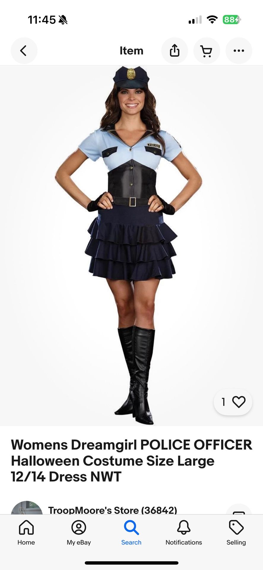 Womens Dreamgirl POLICE OFFICER Halloween Costume Small (4-6) Dress 3 Pc Set Women’s adult size, includes dress, headpiece, fingerless gloves, new w