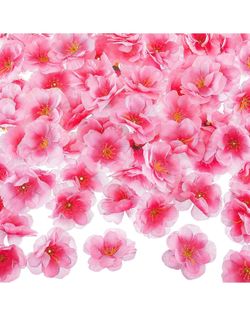 New 150 Pieces Cherry Blossom Heads Artificial Fake Silk Cloth Petals Mini Cherry Flowers Petals for Dress DIY Accessories Home Wedding Party Decorati