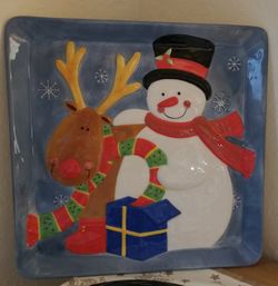 Dept 56 Snowman reindeer tray