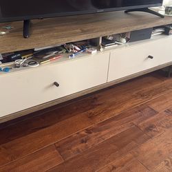 Mid Century Modern TV Stand - Wood/ Off-White