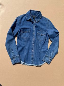 Harold's Frayed Denim Button-Up Shirt