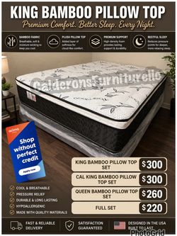 Cal King Bamboo Orthopedic Pillow Top Mattress and Boxspring!