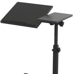 Overbed Bedside Desk Mobile Rolling Laptop Stand Tilting Overbed Table with Wheels