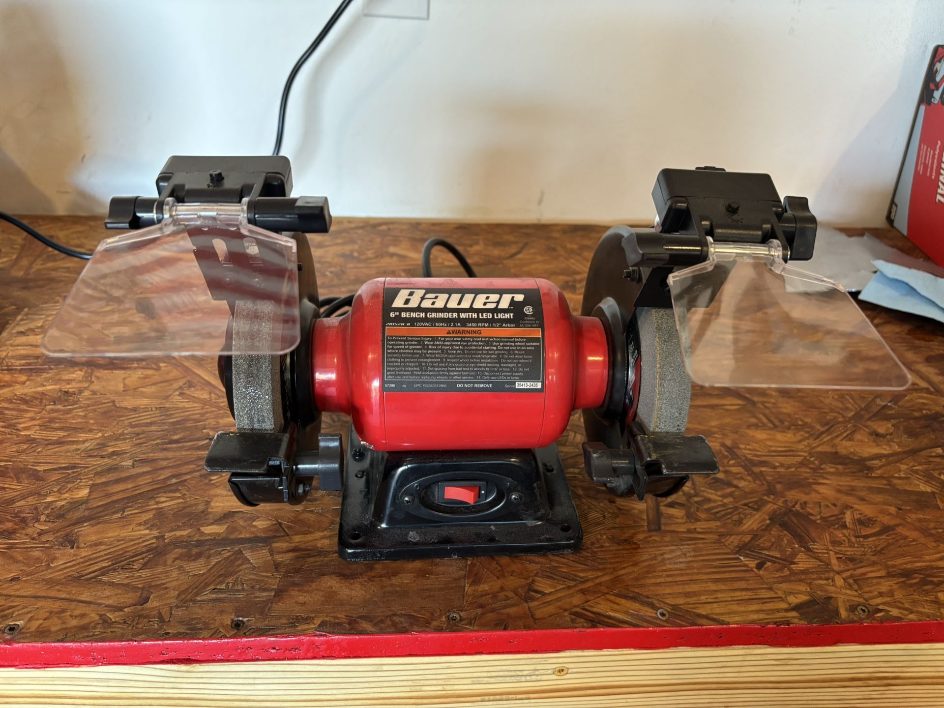 BAUER 6 in. Bench Grinder with LED Lights