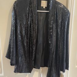 Black Evening Sequined Jacket Size 2X- New With Tag