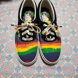Rainbow Drip Pride Vans 