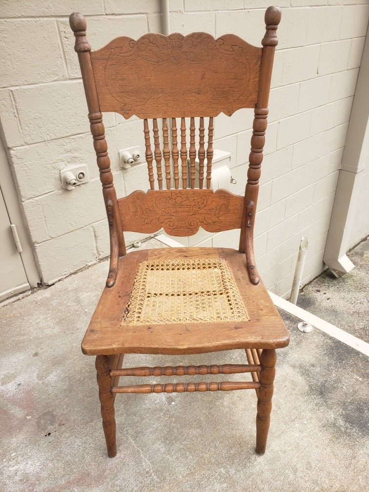 Antique Oak Pressed Back Chair